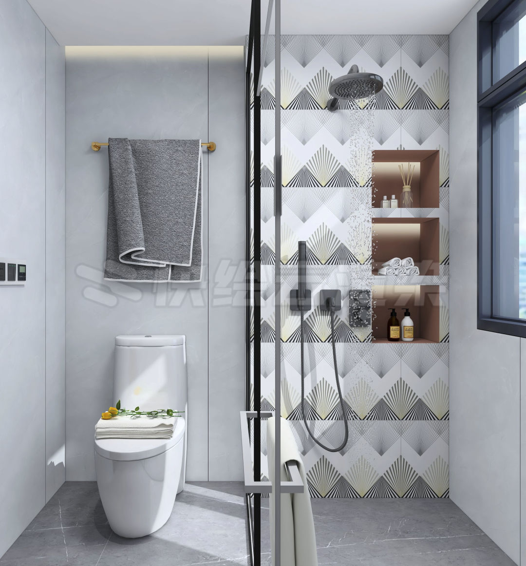 尊龙凯时人生就是搏质感砖灰色系卫生间家居空间效果图