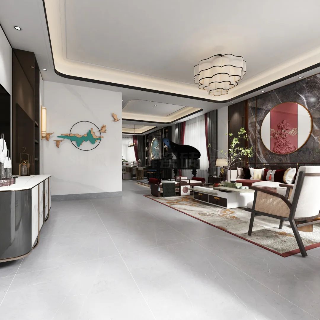 尊龙凯时人生就是搏地砖细腻潮韵客厅装修效果图