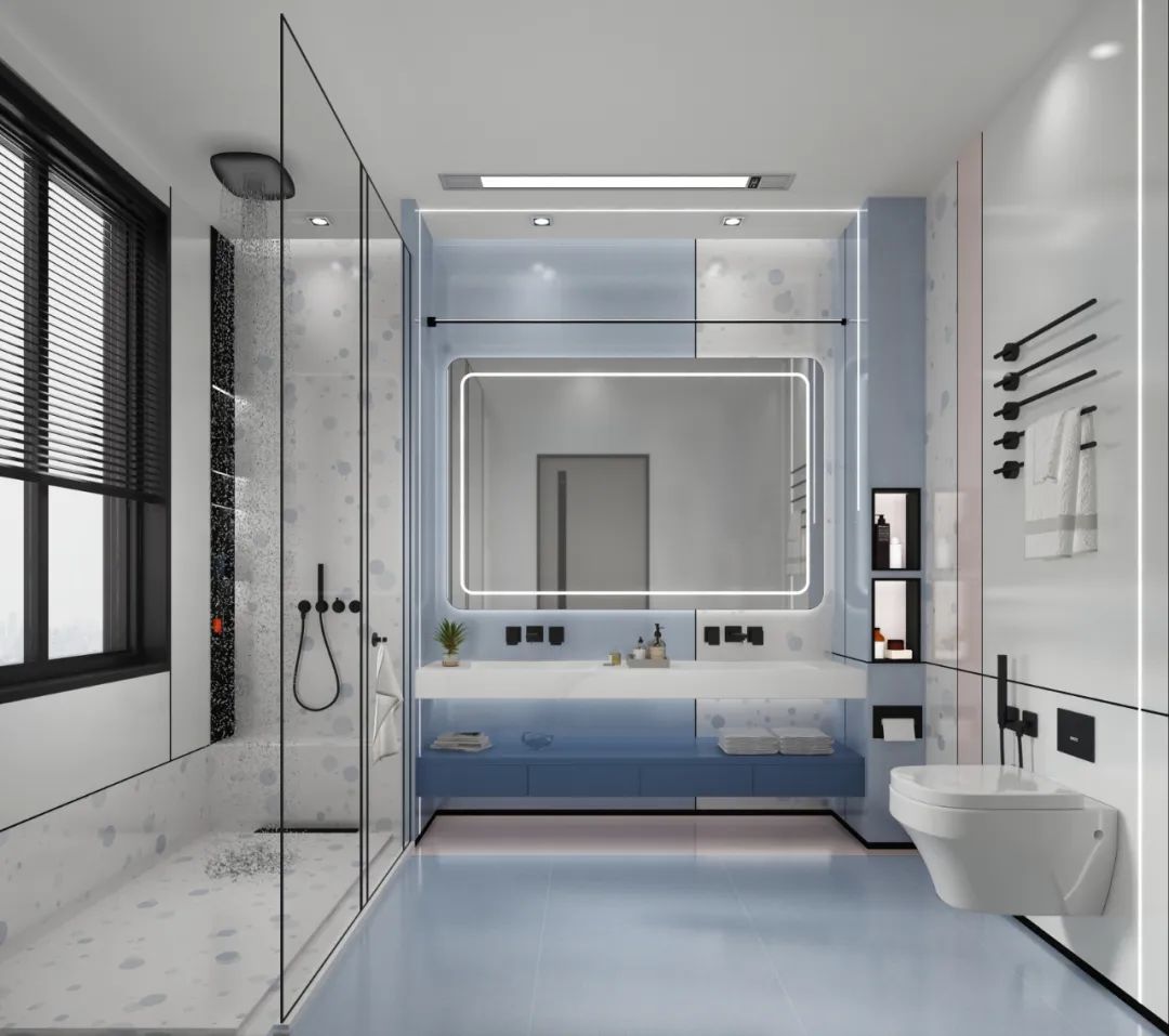 尊龙凯时人生就是搏莫兰迪色系瓷砖的蜻蜓的同党-烟灰蓝地砖装修效果图